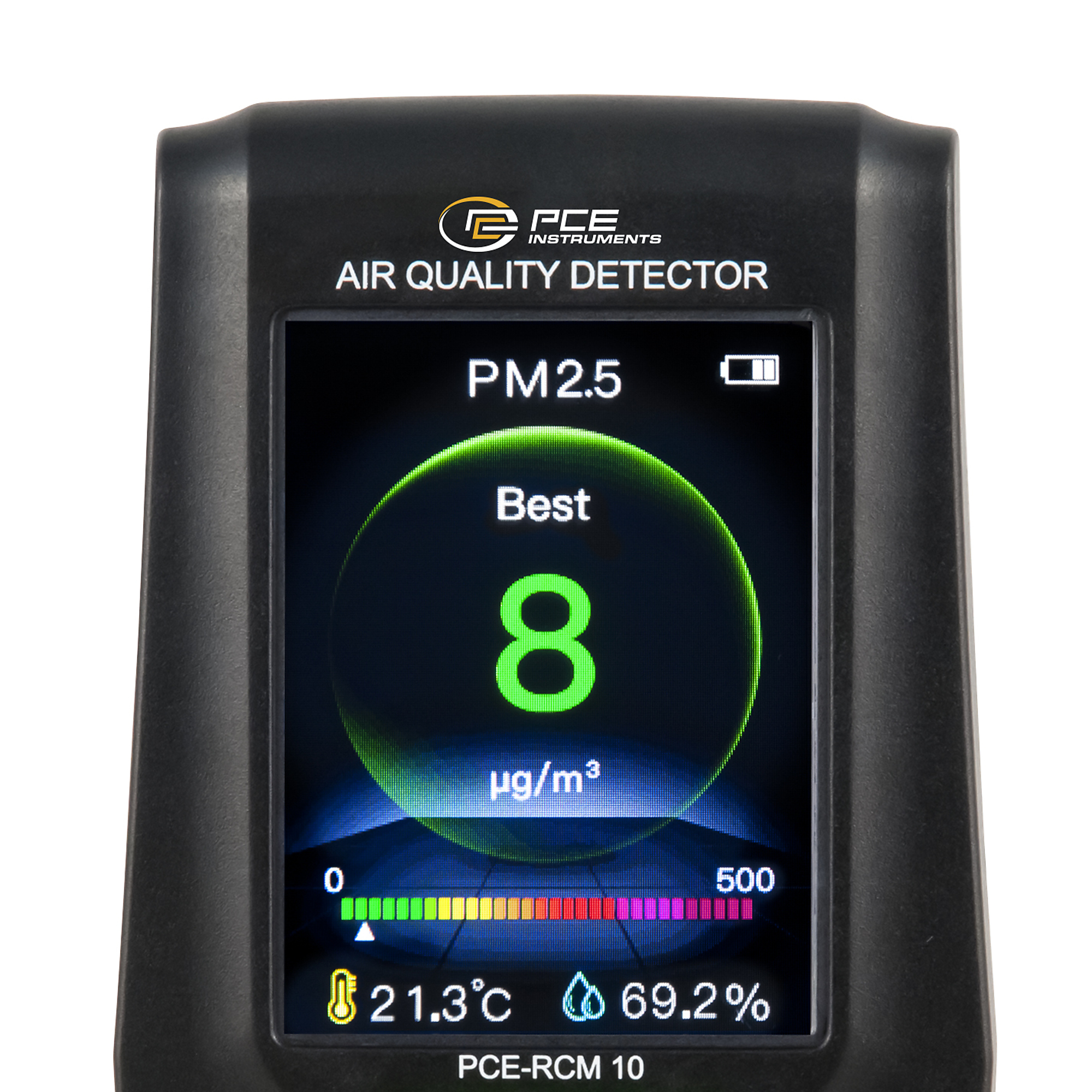 PCE Air Quality Meter — Handheld Dust Monitor, Measures PM, Temperature, and Humidity, Model# PCE-RCM 10